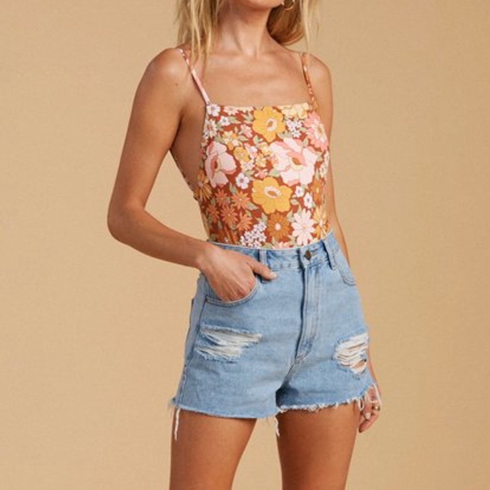 Billabong x The Salty Blonde washed denim shorts